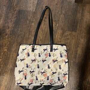 Floral Cat Print Tote Bag